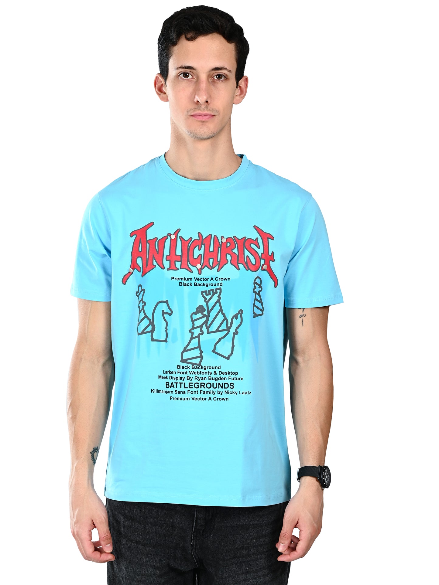 Albion  Regular Fit Aqua Casual Cotton T-Shirt
