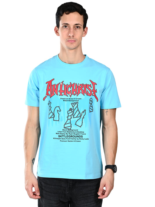 Albion  Regular Fit Aqua Casual Cotton T-Shirt