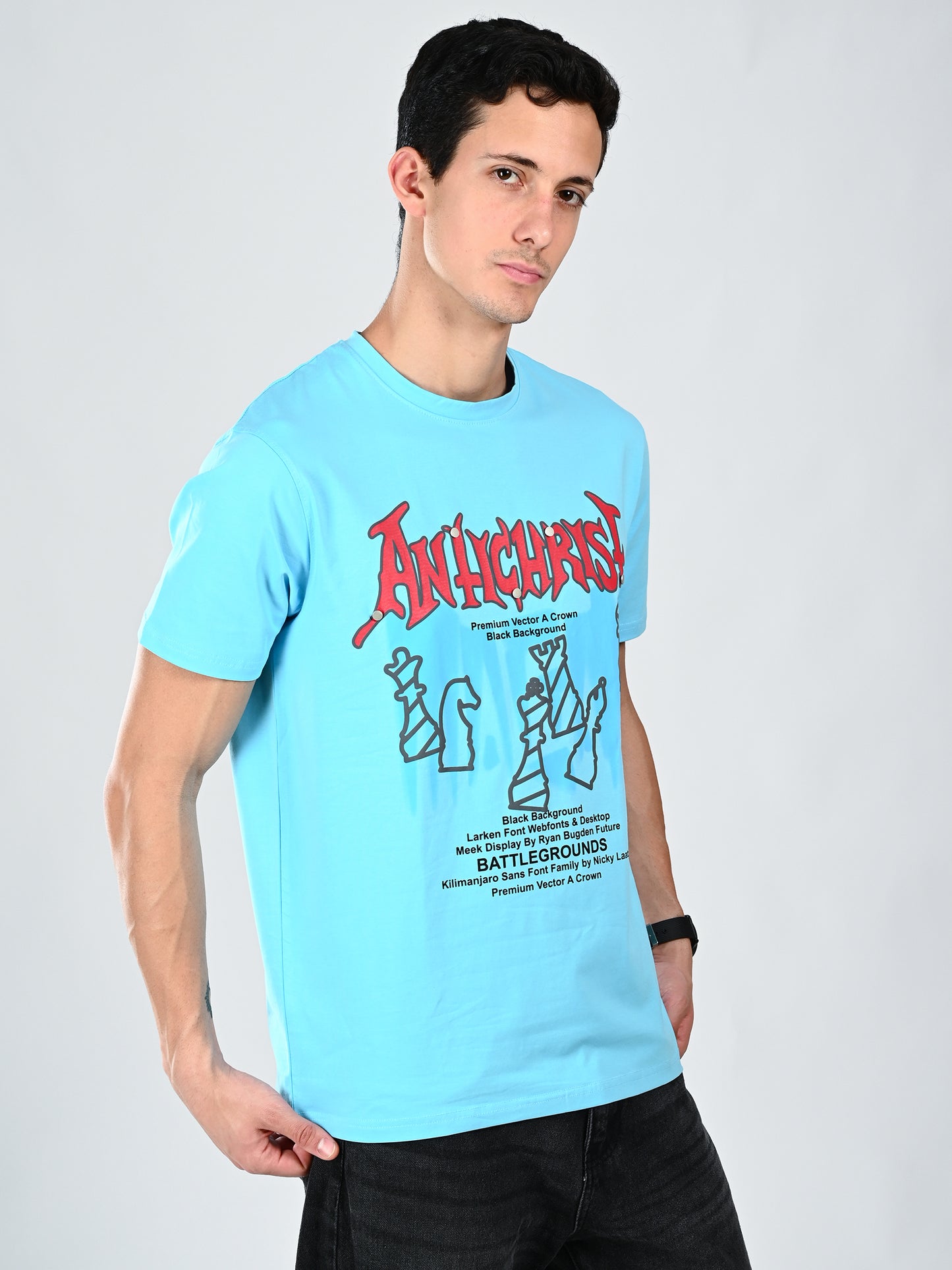 Albion  Regular Fit Aqua Casual Cotton T-Shirt