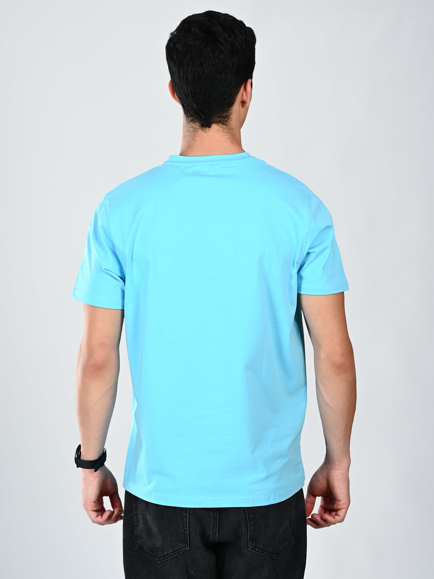 Albion  Regular Fit Aqua Casual Cotton T-Shirt