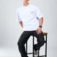 Albion  Regular Fit White Casual Cotton T-Shirt