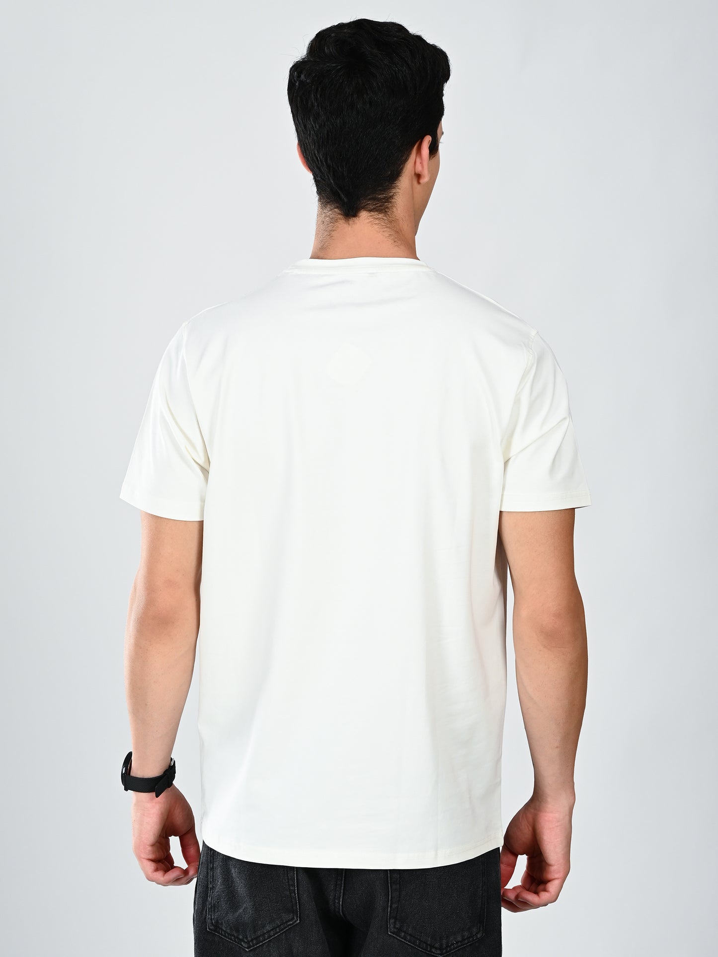 Albion  Regular Fit White Casual Cotton T-Shirt