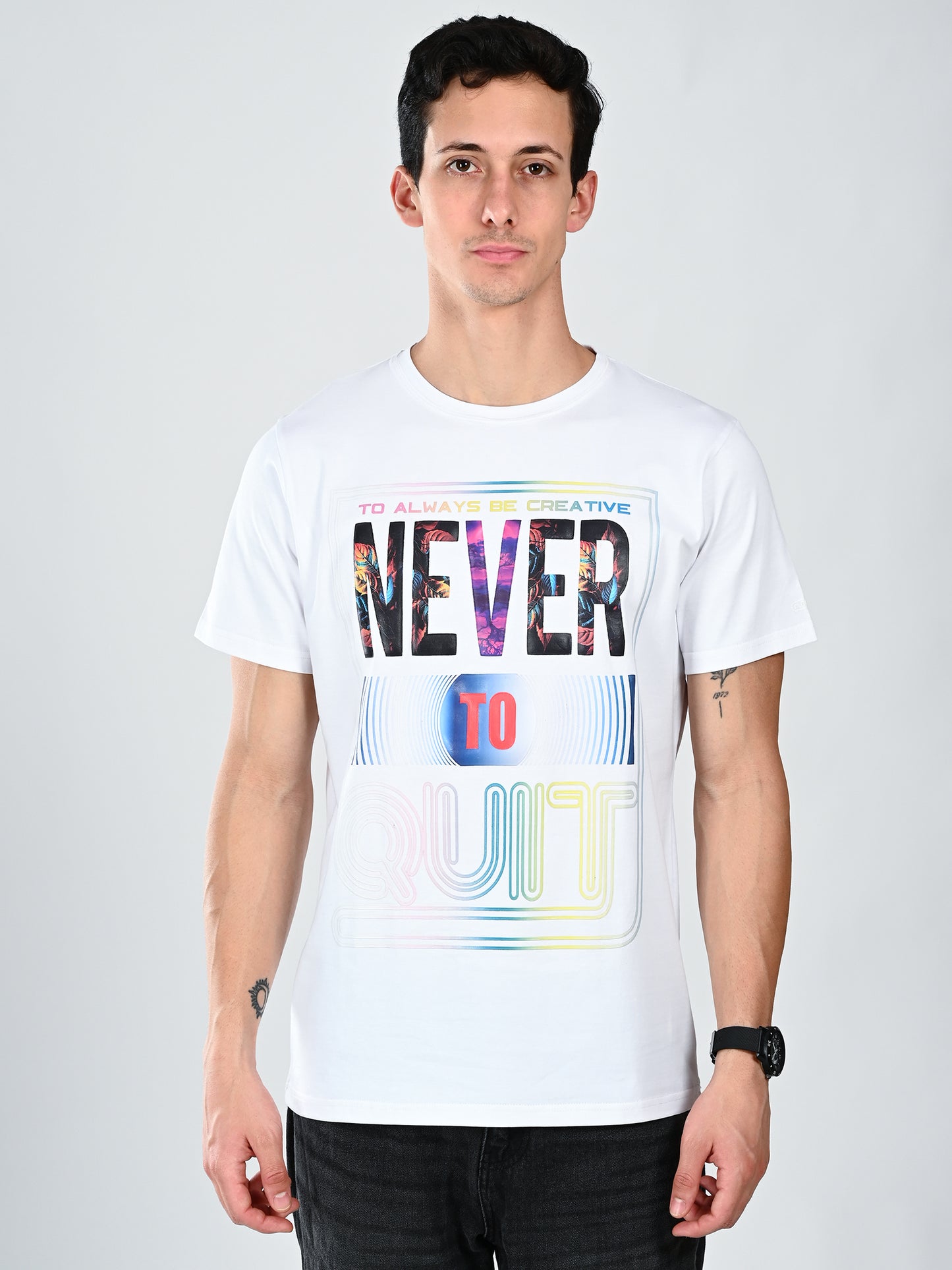 Albion  Regular Fit Black Casual Cotton T-Shirt
