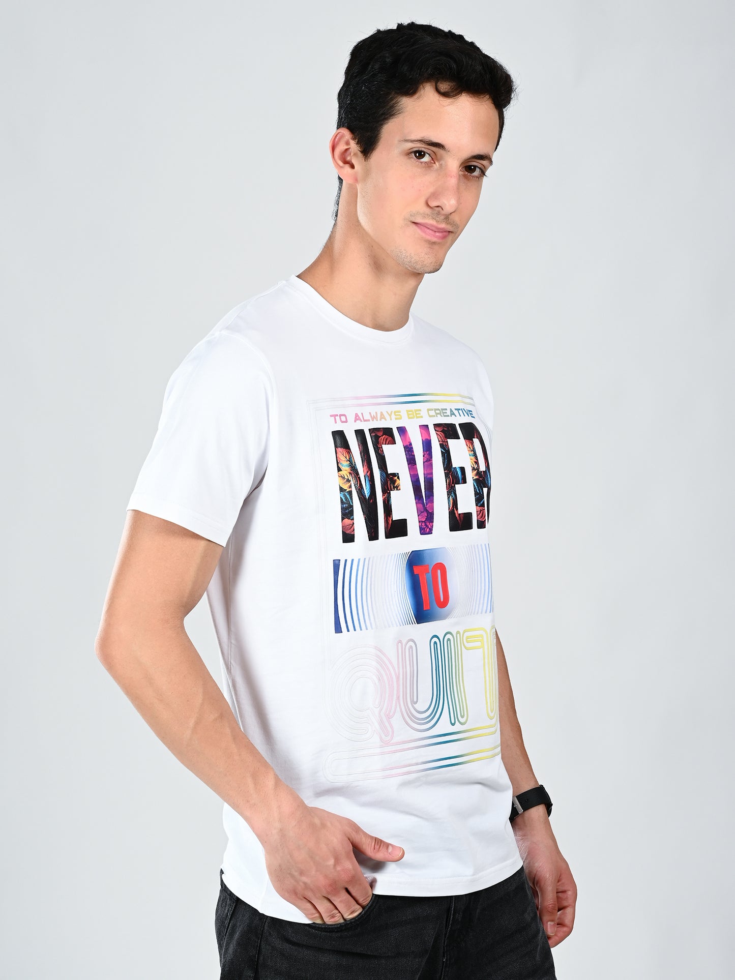 Albion  Regular Fit Black Casual Cotton T-Shirt