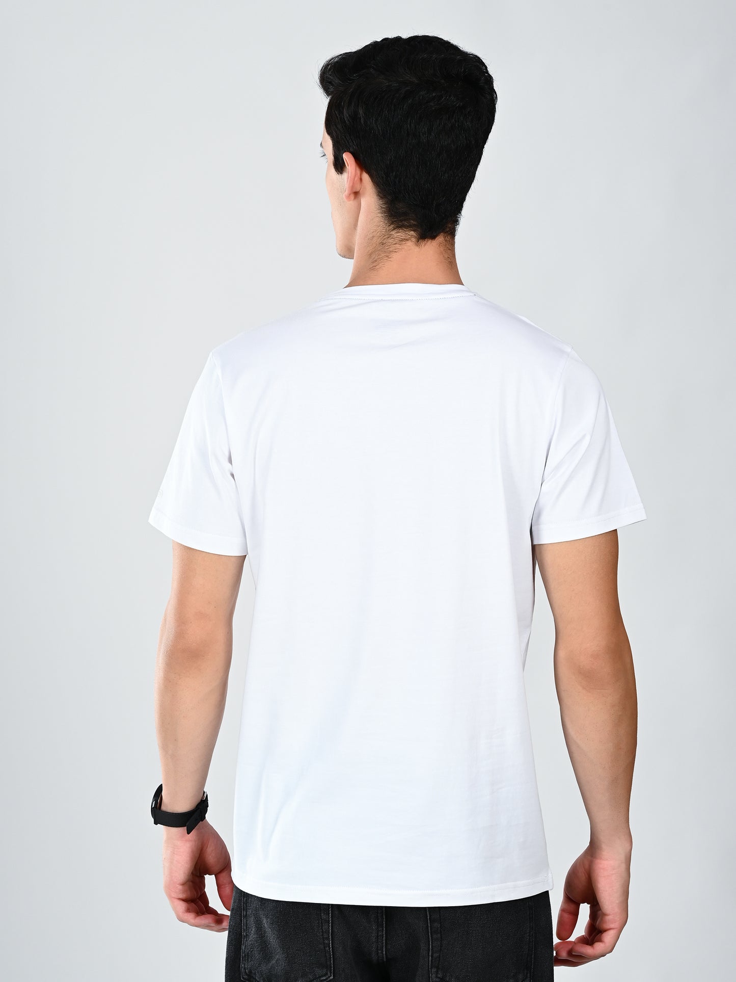 Albion  Regular Fit Black Casual Cotton T-Shirt