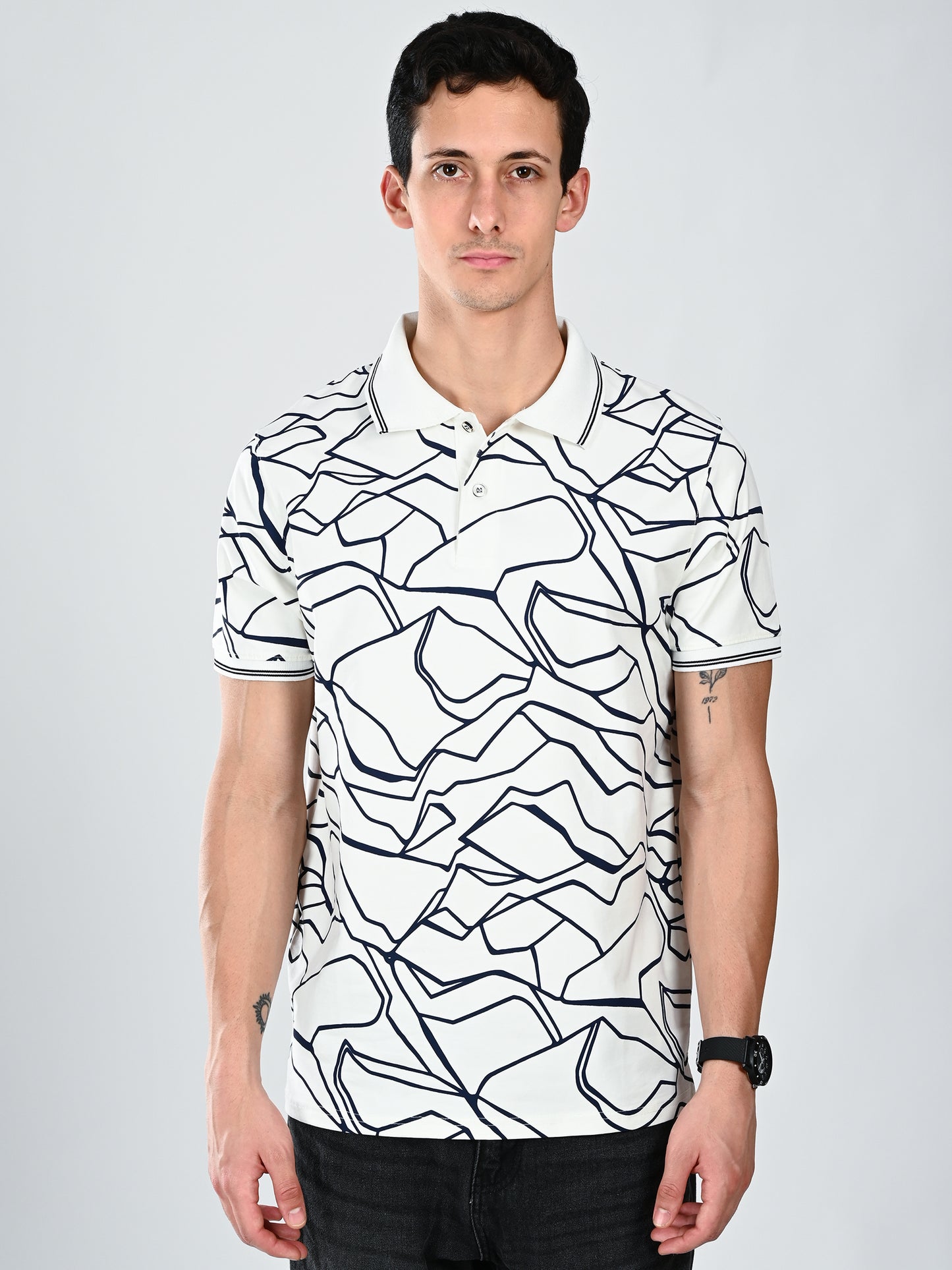 Albion  Regular Fit White Casual Cotton T-Shirt