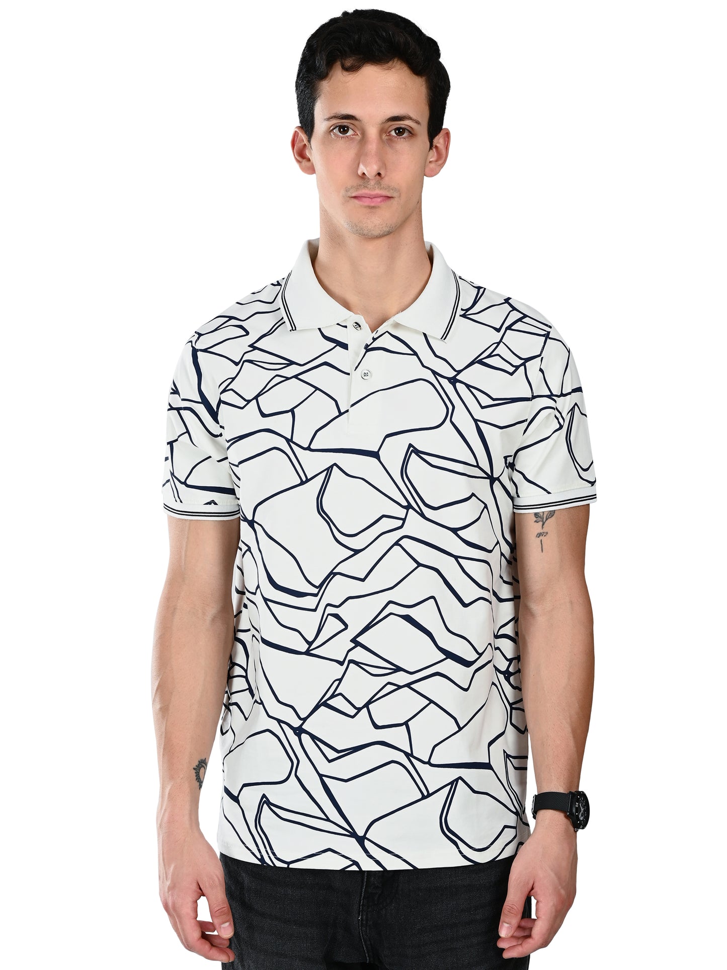 Albion  Regular Fit White Casual Cotton T-Shirt
