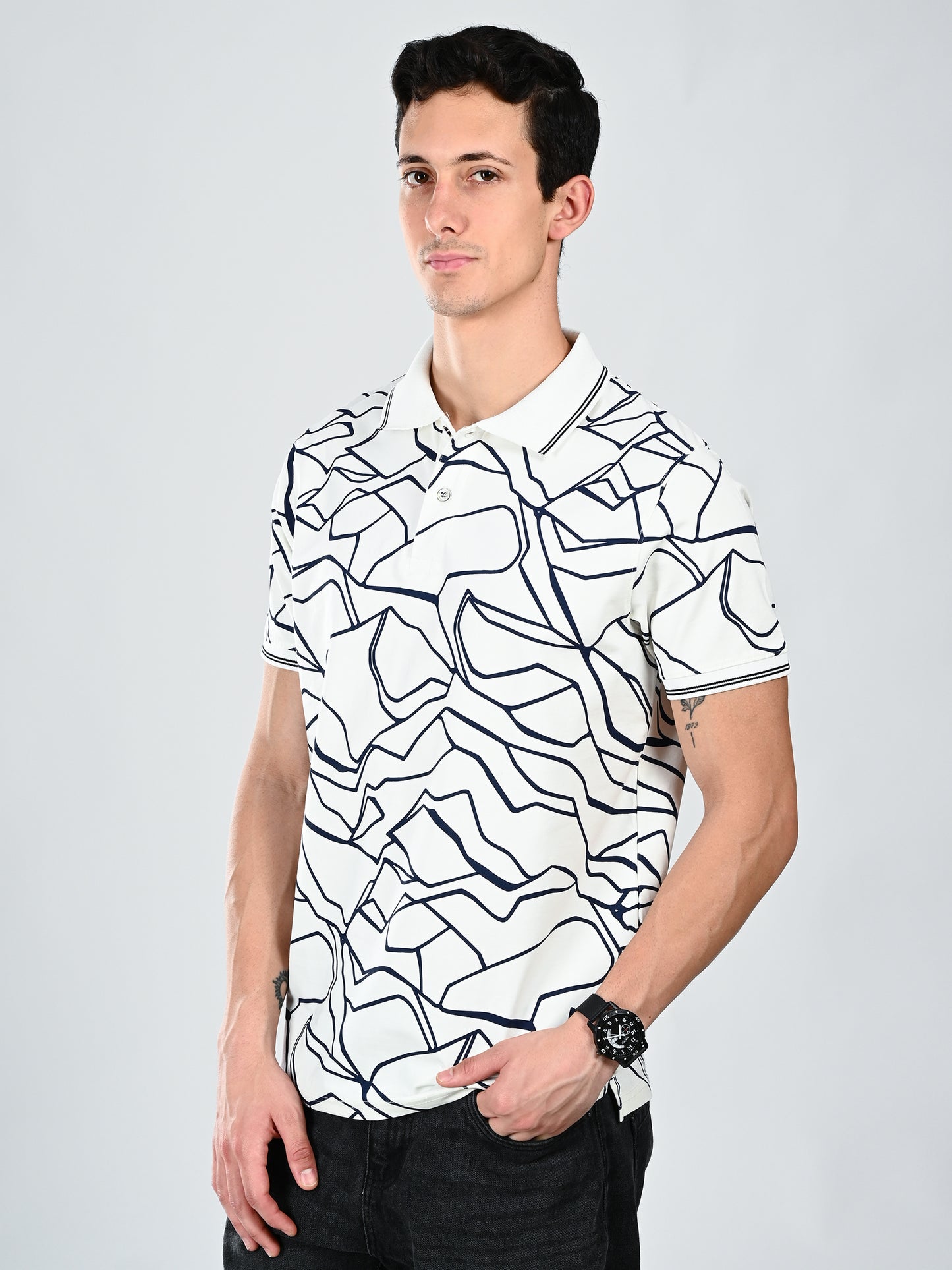 Albion  Regular Fit White Casual Cotton T-Shirt