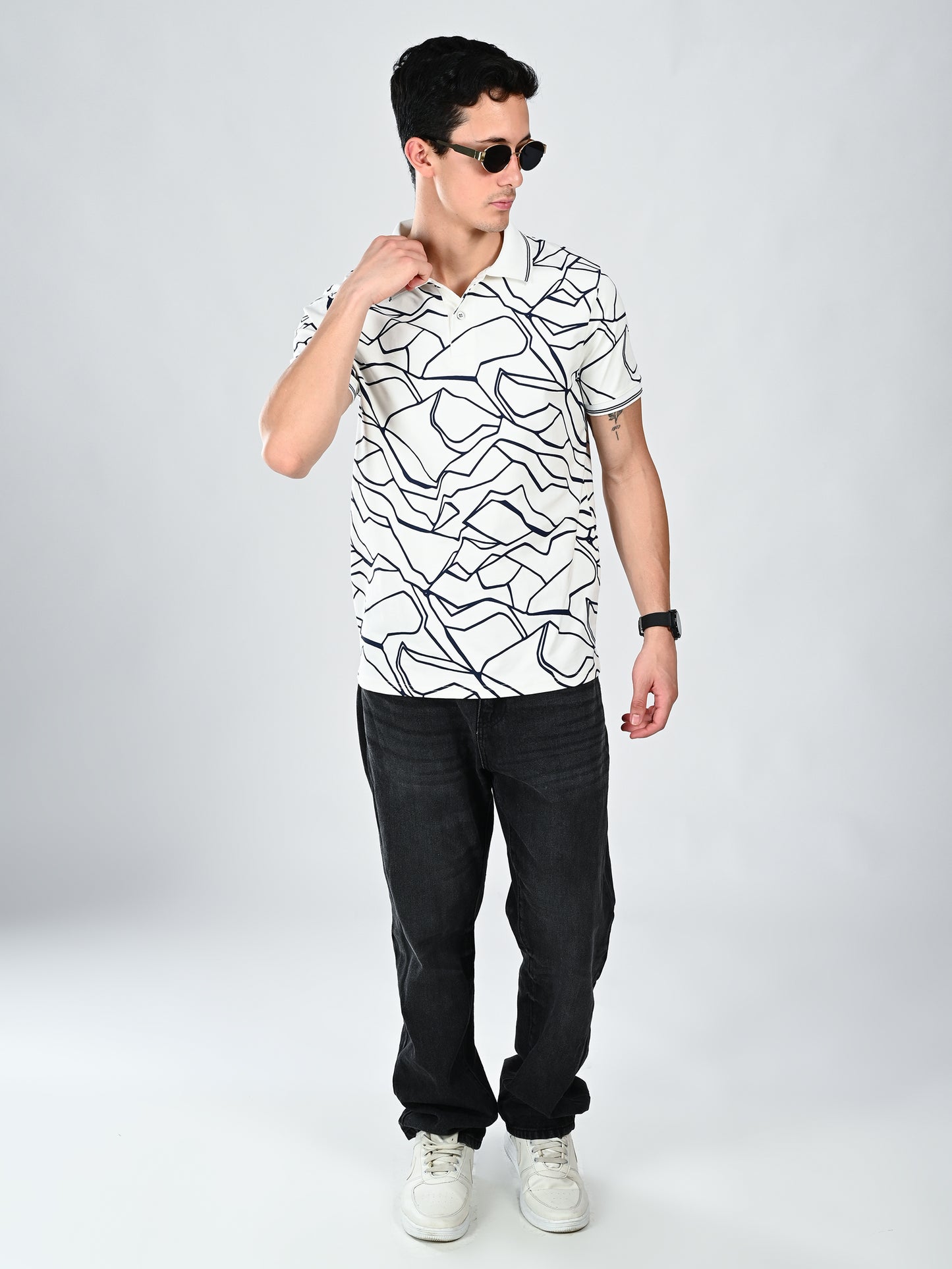 Albion  Regular Fit White Casual Cotton T-Shirt