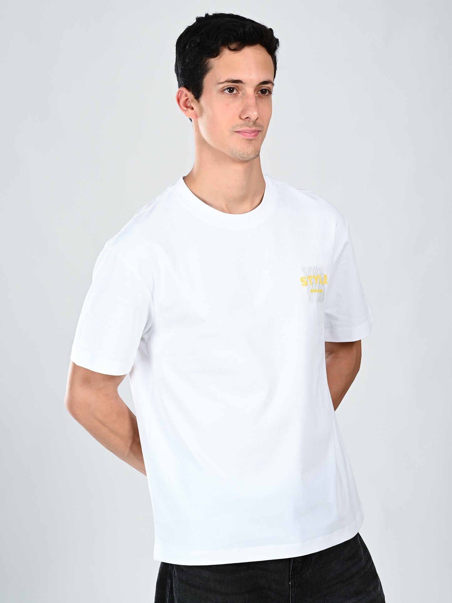 Albion  Regular Fit White Casual Cotton T-Shirt