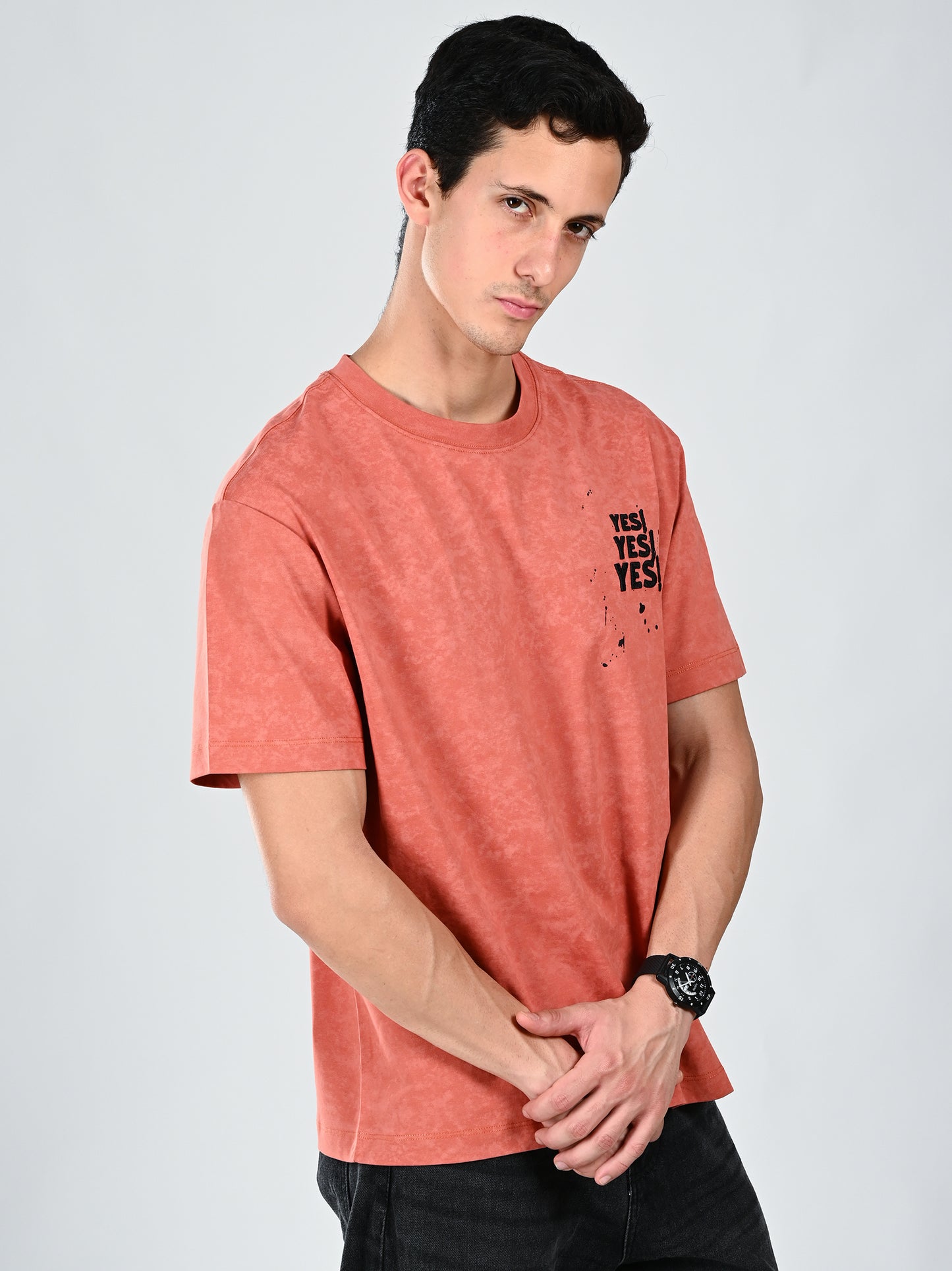 Albion  Regular Fit Rust Casual Cotton T-Shirt