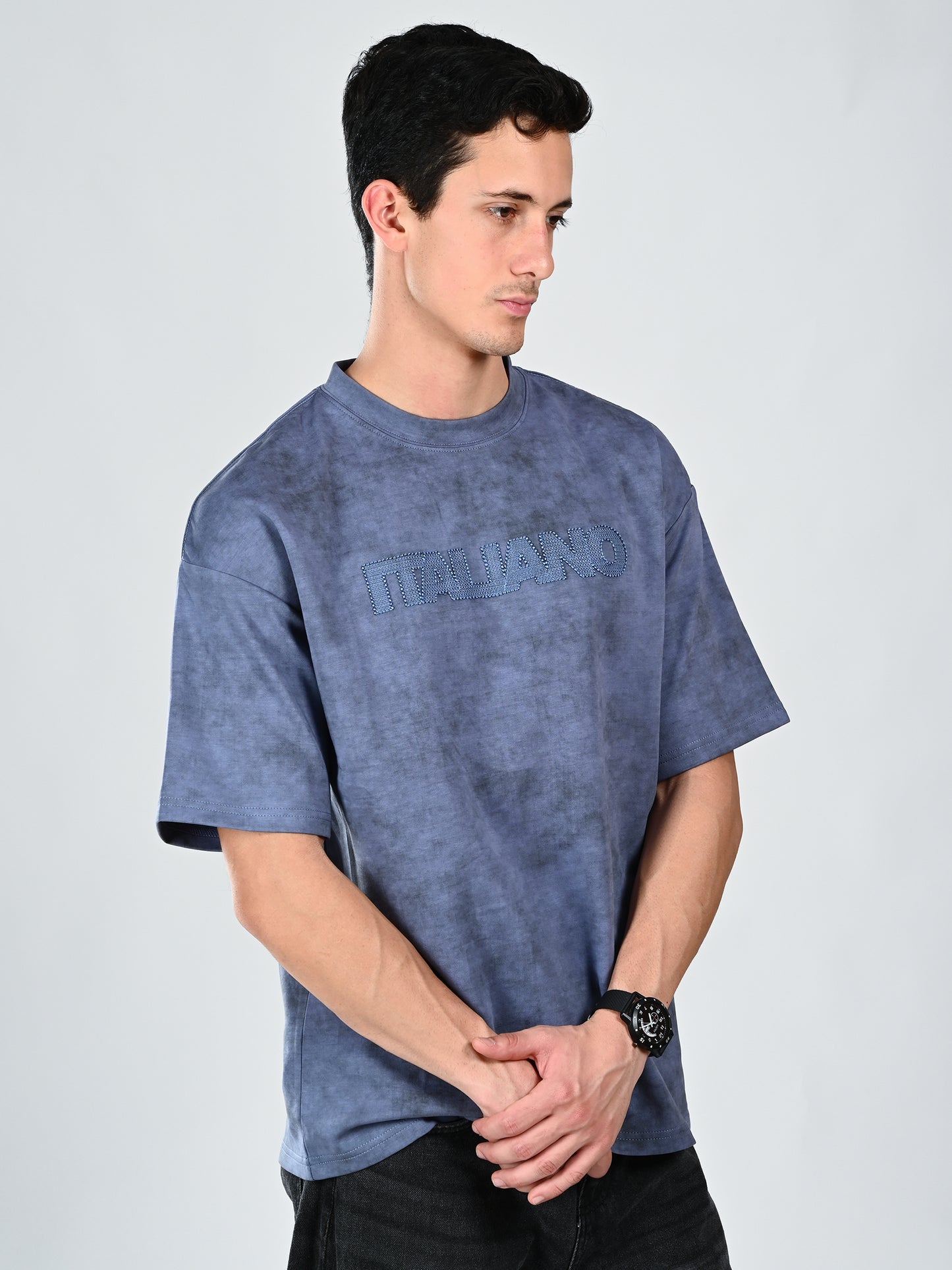 Albion  Regular Fit Navy Casual Cotton T-Shirt