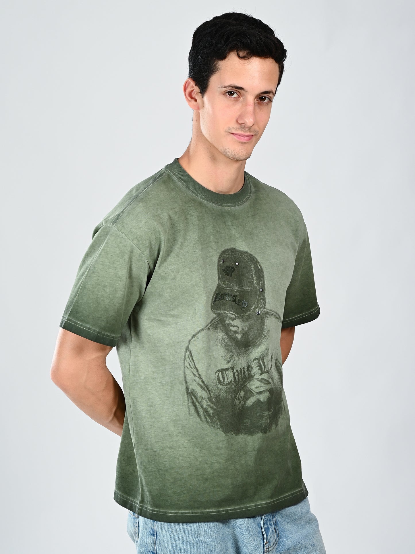 Albion  Regular Fit Olive Casual Cotton T-Shirt