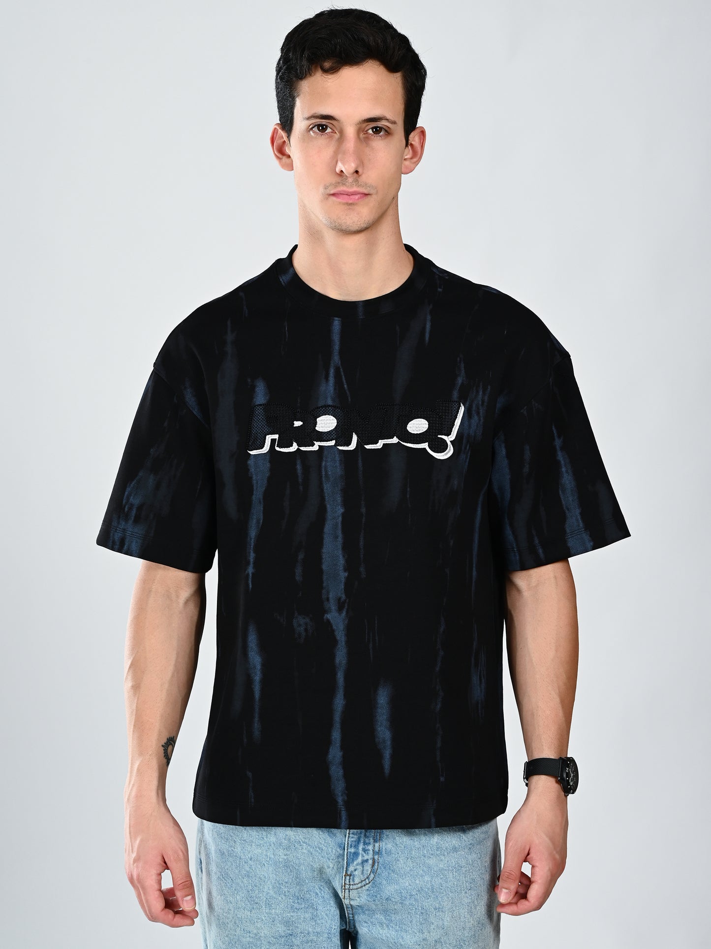 Albion  Regular Fit Black Casual Cotton T-Shirt