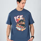 Albion  Regular Fit Blue Casual Cotton T-Shirt
