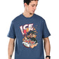 Albion  Regular Fit Blue Casual Cotton T-Shirt