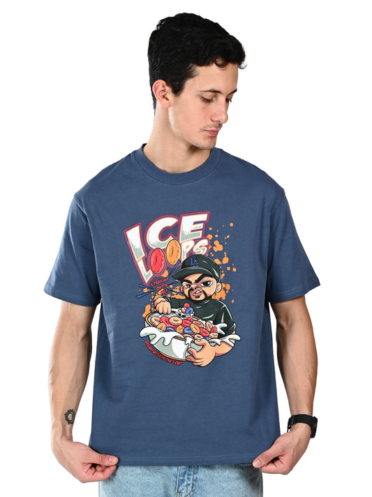 Albion  Regular Fit Blue Casual Cotton T-Shirt