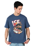 Albion  Regular Fit Blue Casual Cotton T-Shirt