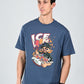 Albion  Regular Fit Blue Casual Cotton T-Shirt