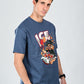 Albion  Regular Fit Blue Casual Cotton T-Shirt