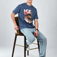 Albion  Regular Fit Blue Casual Cotton T-Shirt