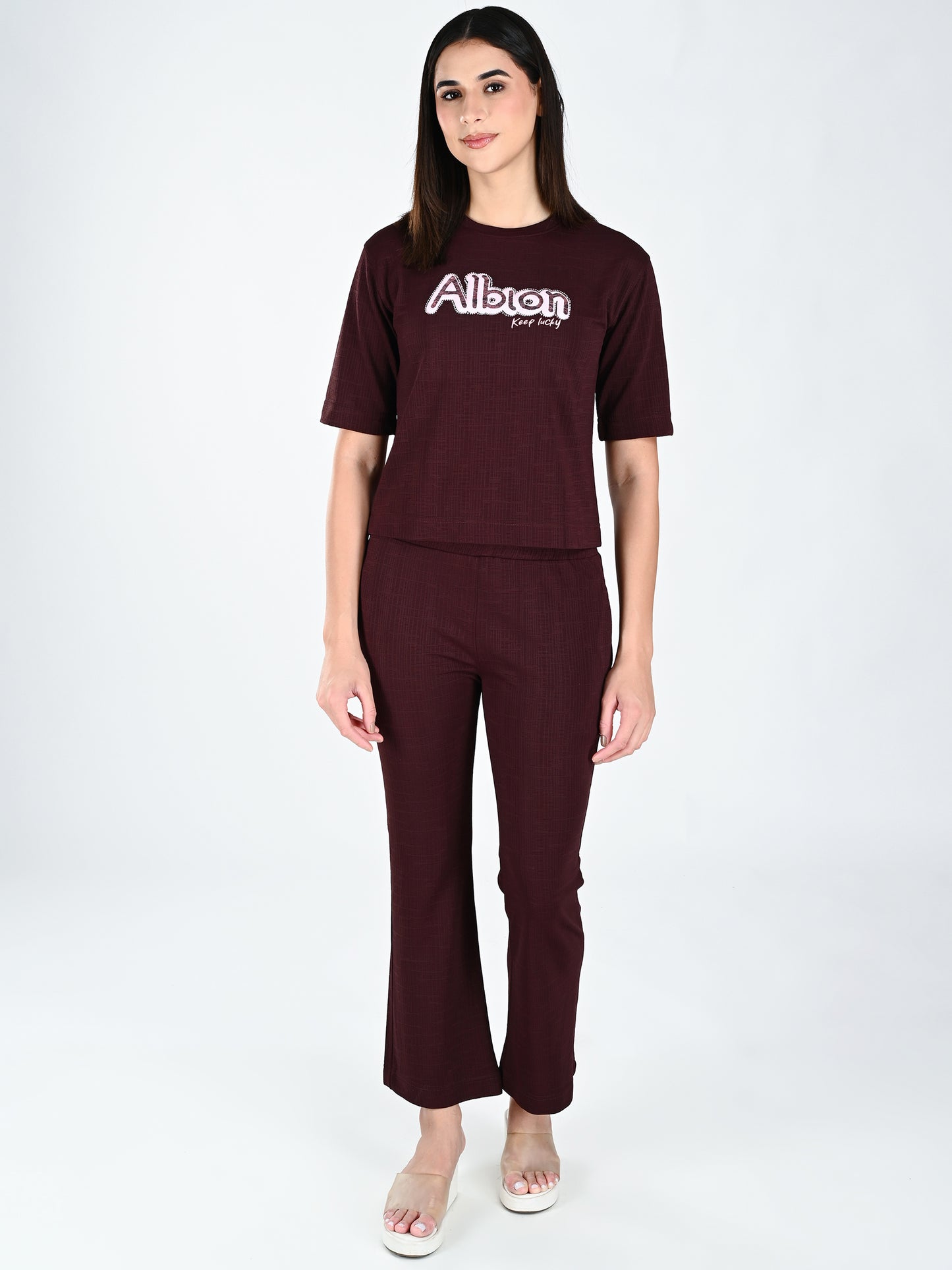 Albion Women Wine Glam Corset with Sculpted Fit
