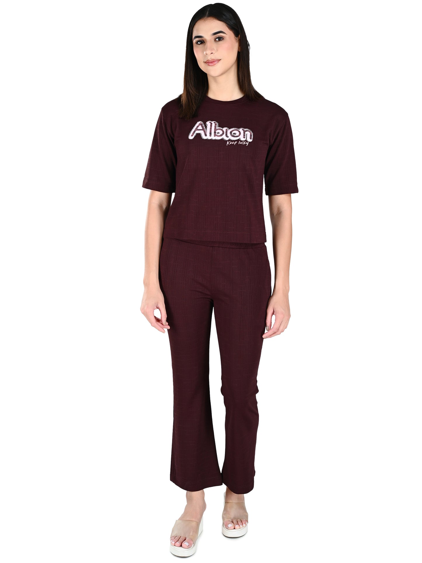 Albion Women Wine Glam Corset with Sculpted Fit