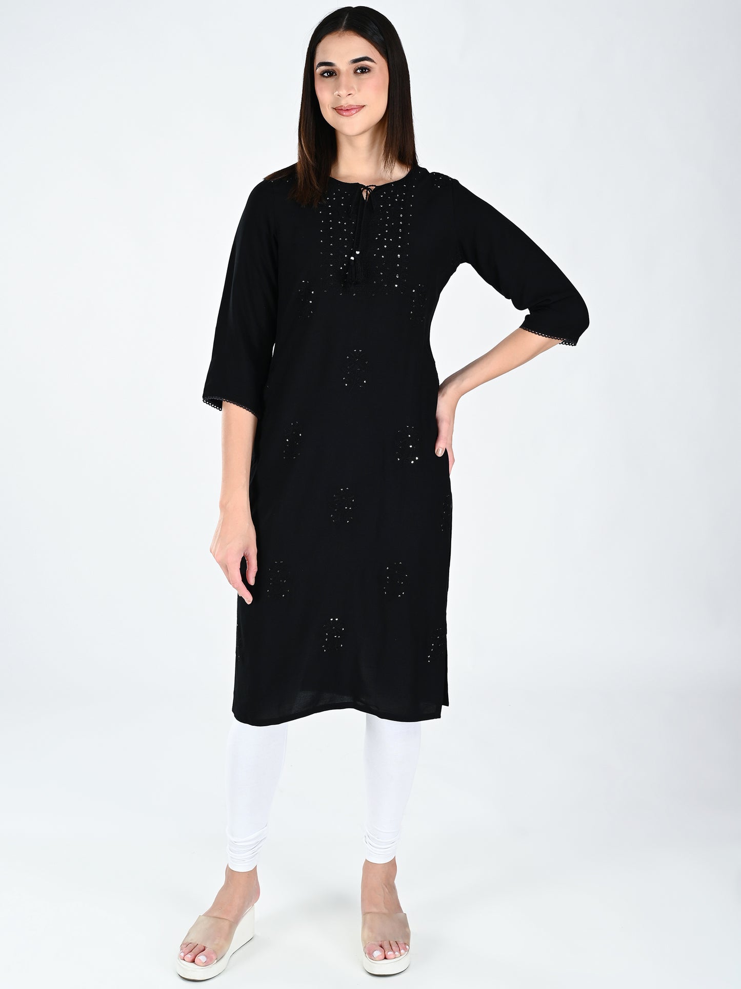 AlbionWomen Black Straight Kurta for Daily Wear