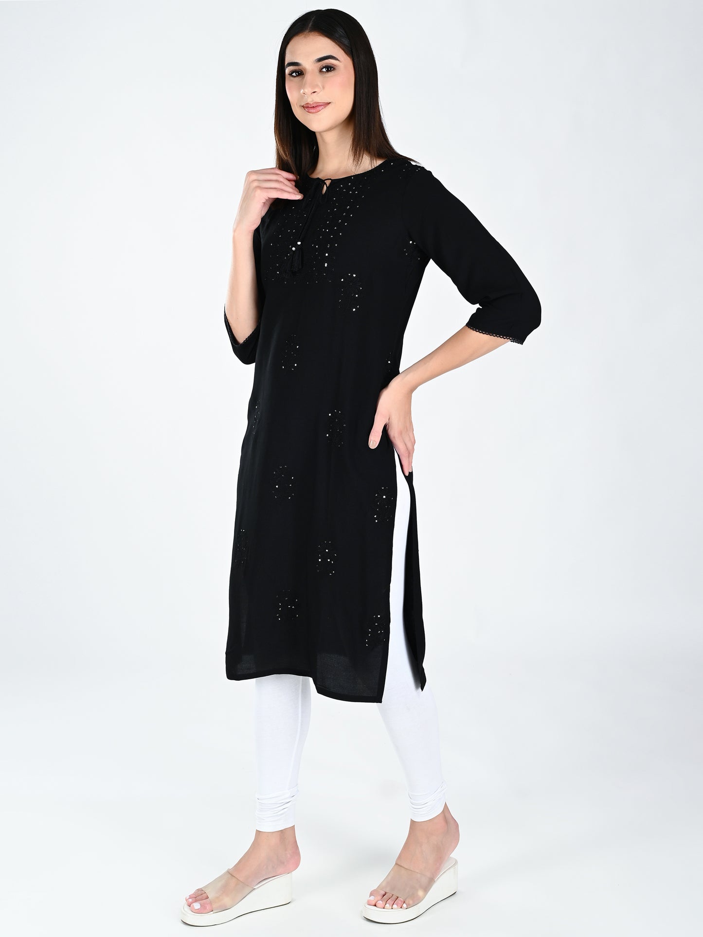 AlbionWomen Black Straight Kurta for Daily Wear
