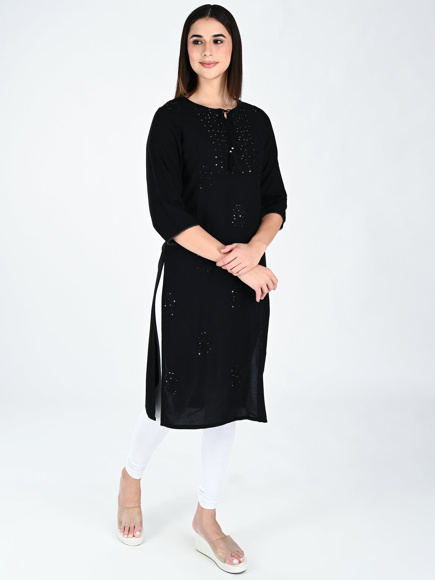 AlbionWomen Black Straight Kurta for Daily Wear