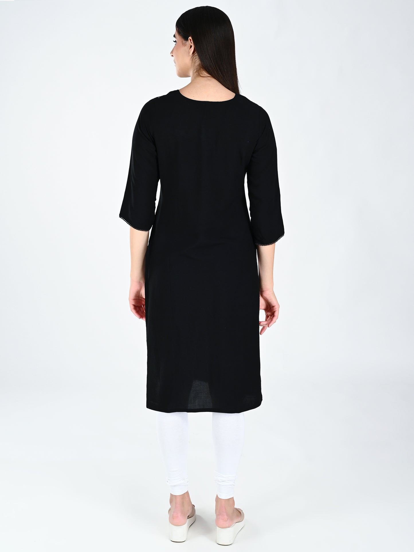 AlbionWomen Black Straight Kurta for Daily Wear