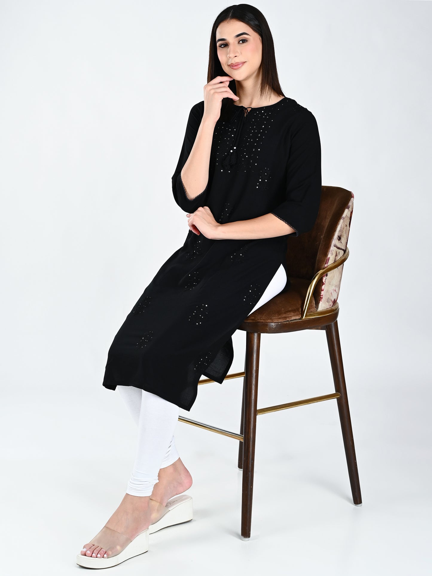 AlbionWomen Black Straight Kurta for Daily Wear