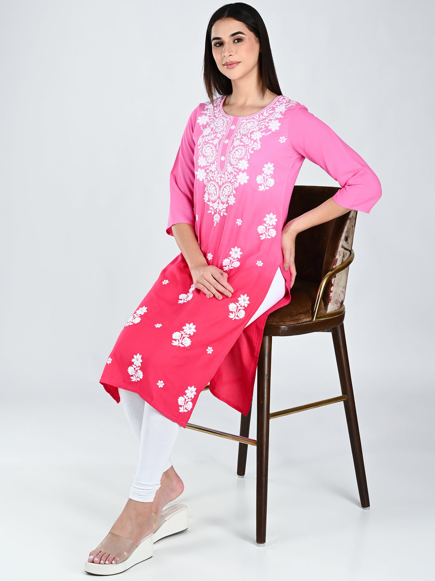 AlbionWomen  Pink  Straight Kurta for Daily Wear