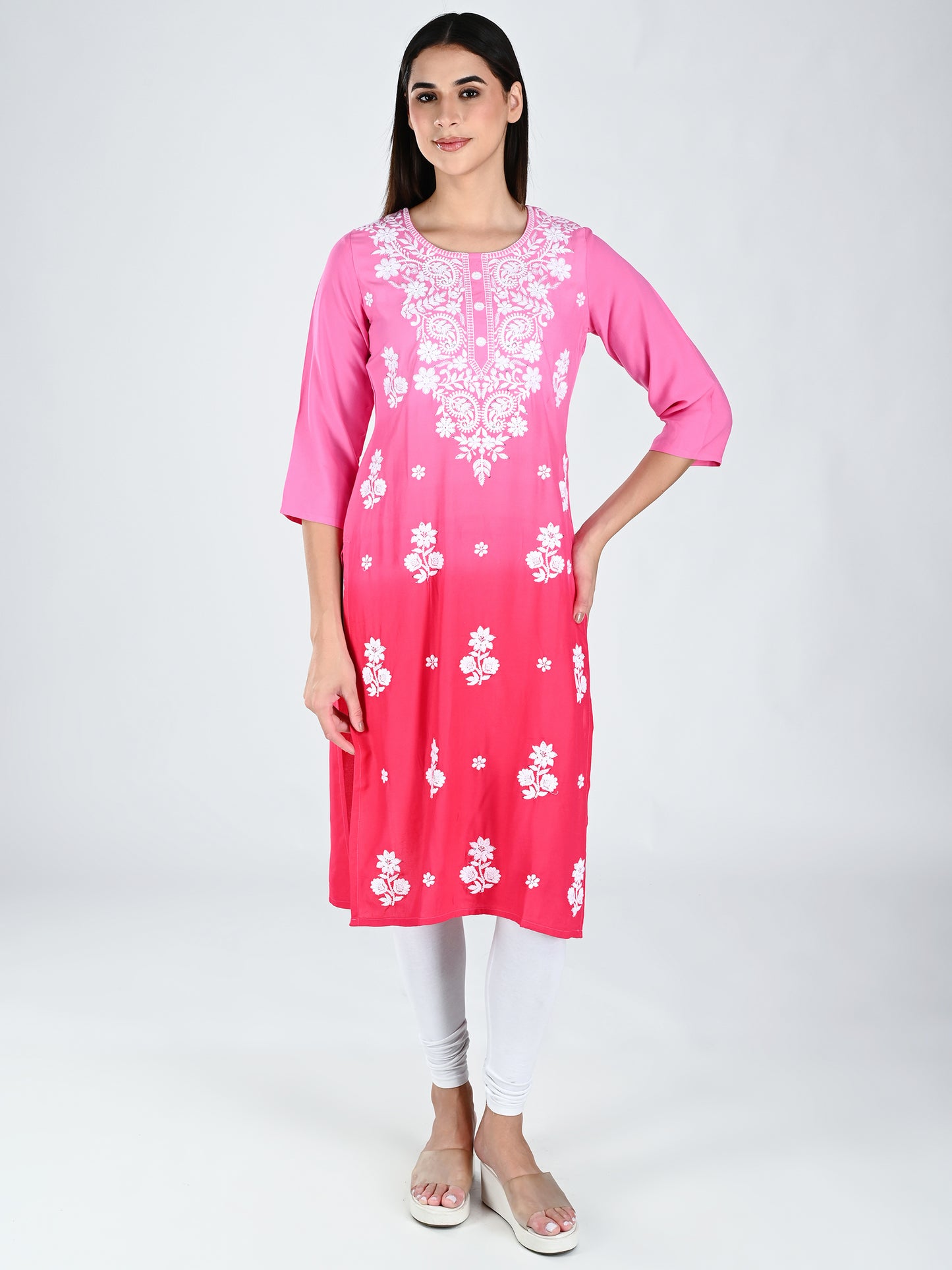 AlbionWomen  Pink  Straight Kurta for Daily Wear