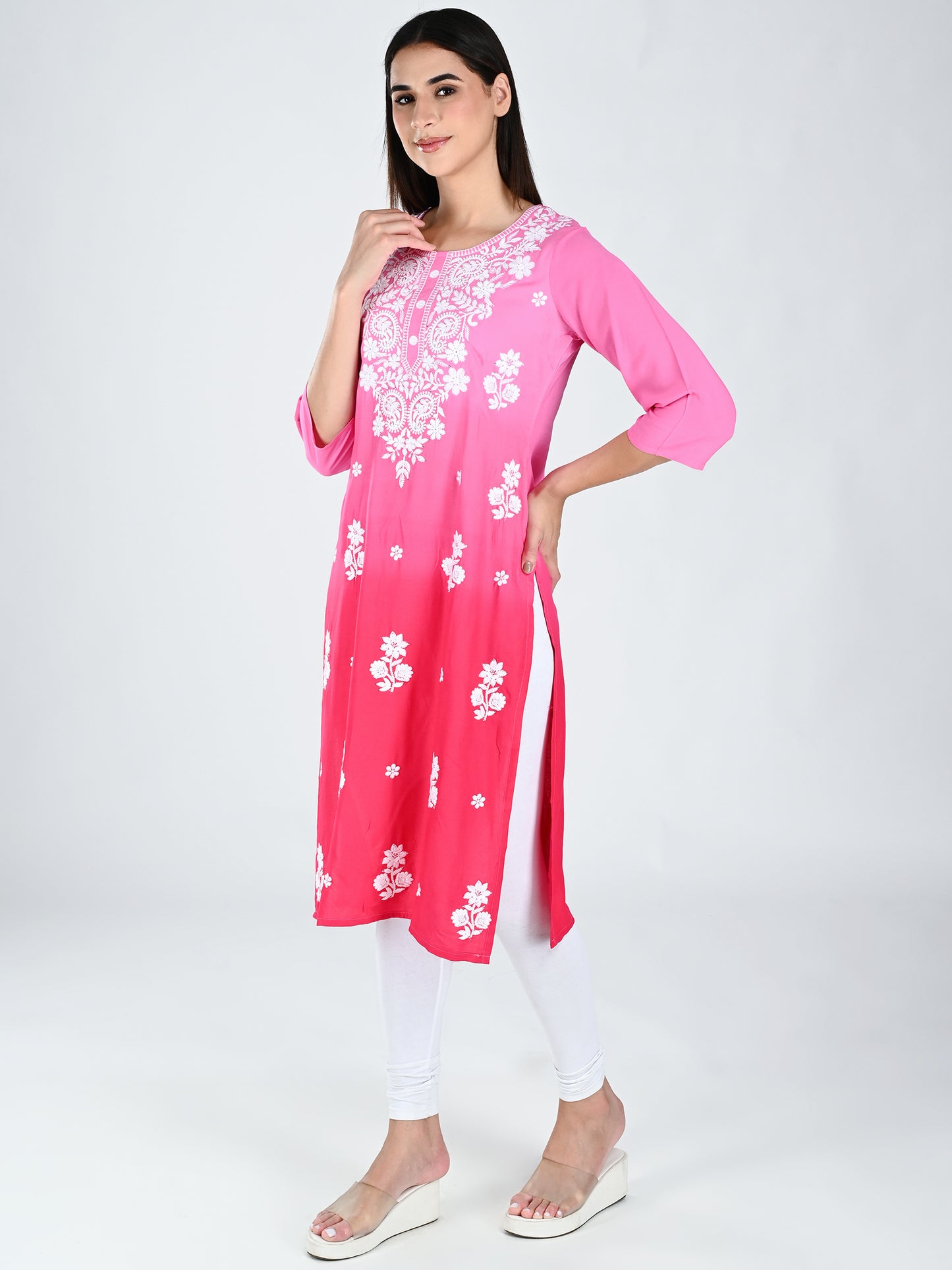 AlbionWomen  Pink  Straight Kurta for Daily Wear