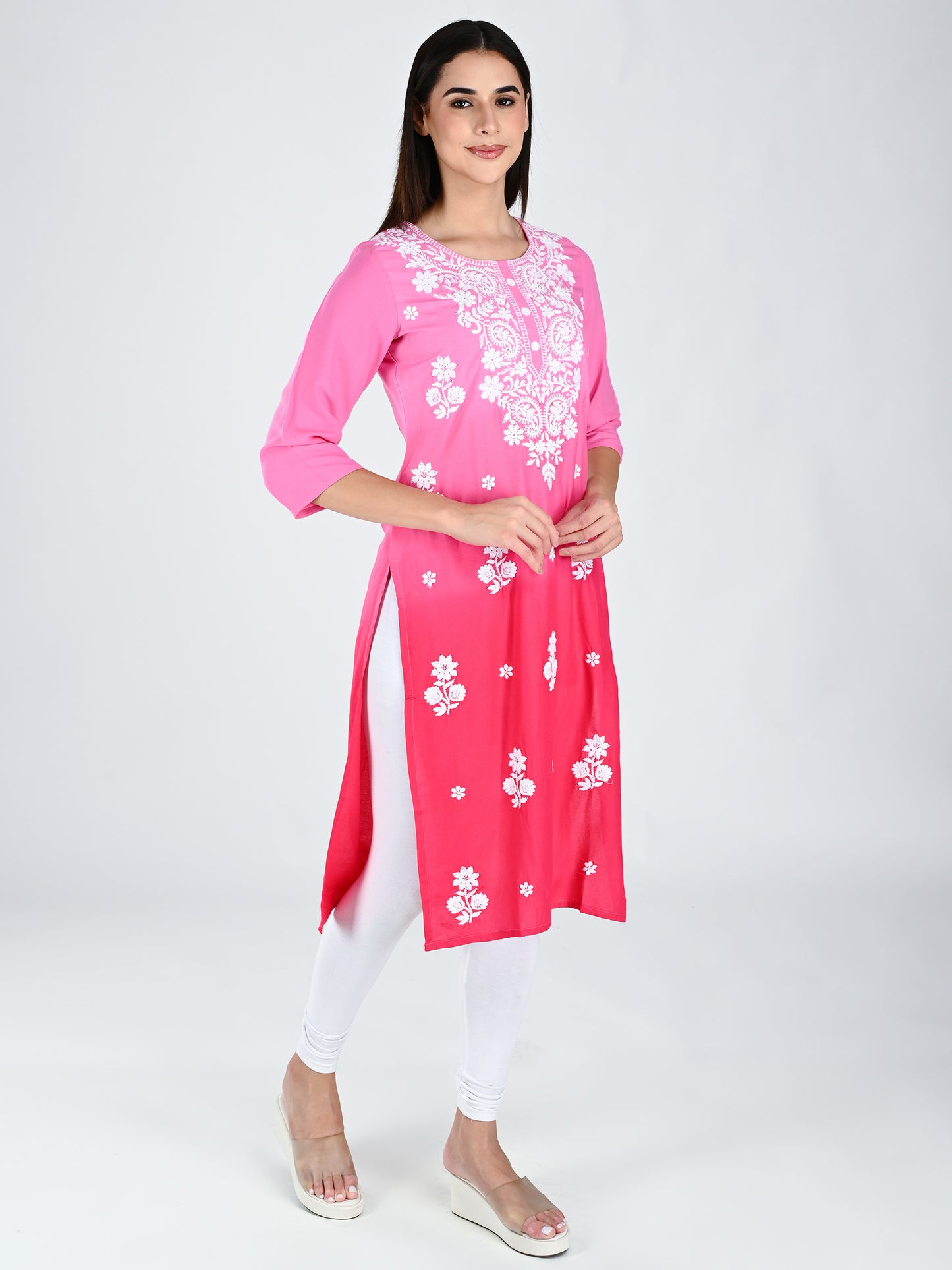 AlbionWomen  Pink  Straight Kurta for Daily Wear