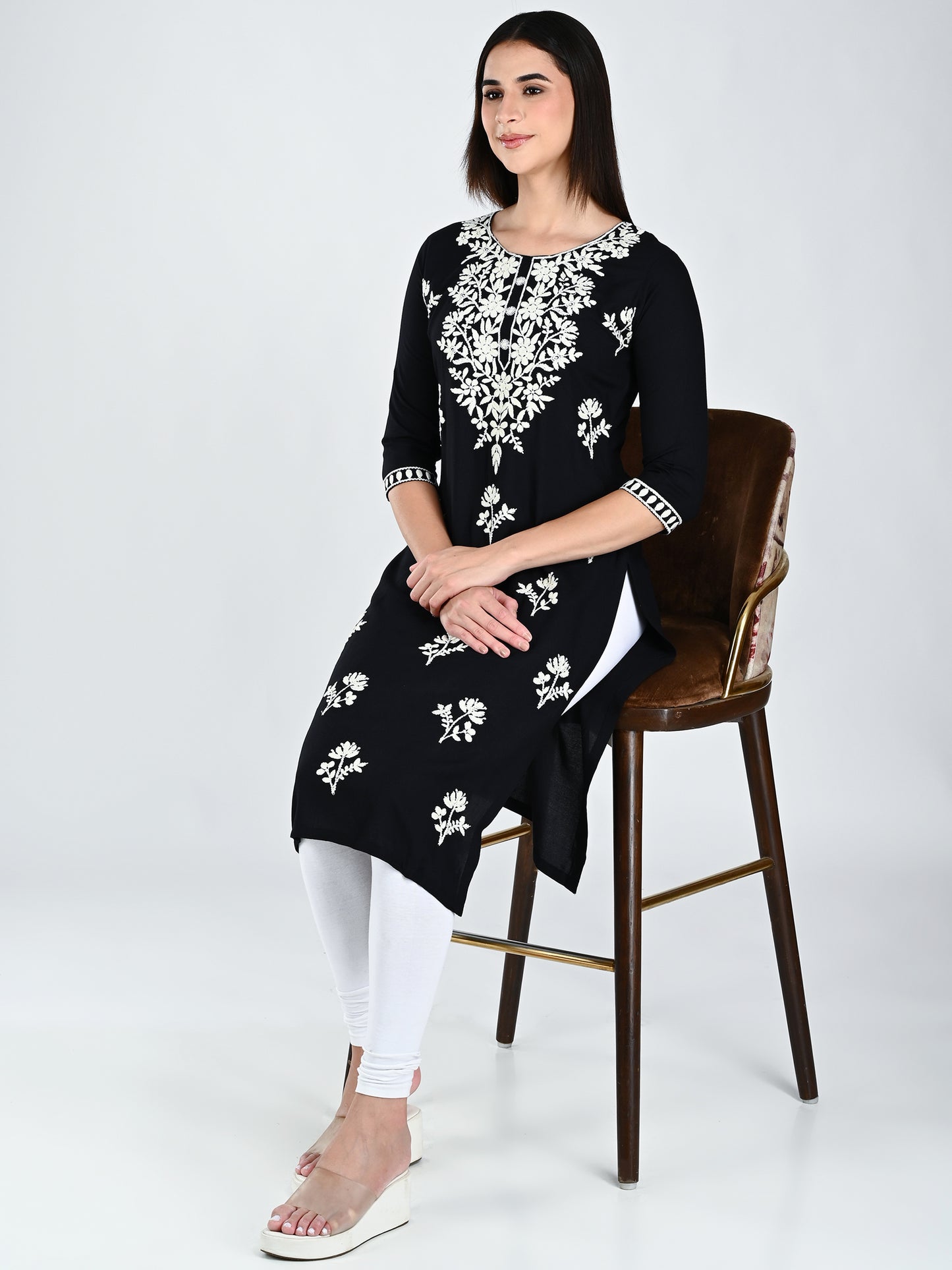 AlbionWomen Black Straight Kurta for Daily Wear