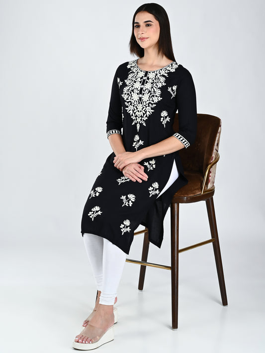 AlbionWomen Black Straight Kurta for Daily Wear