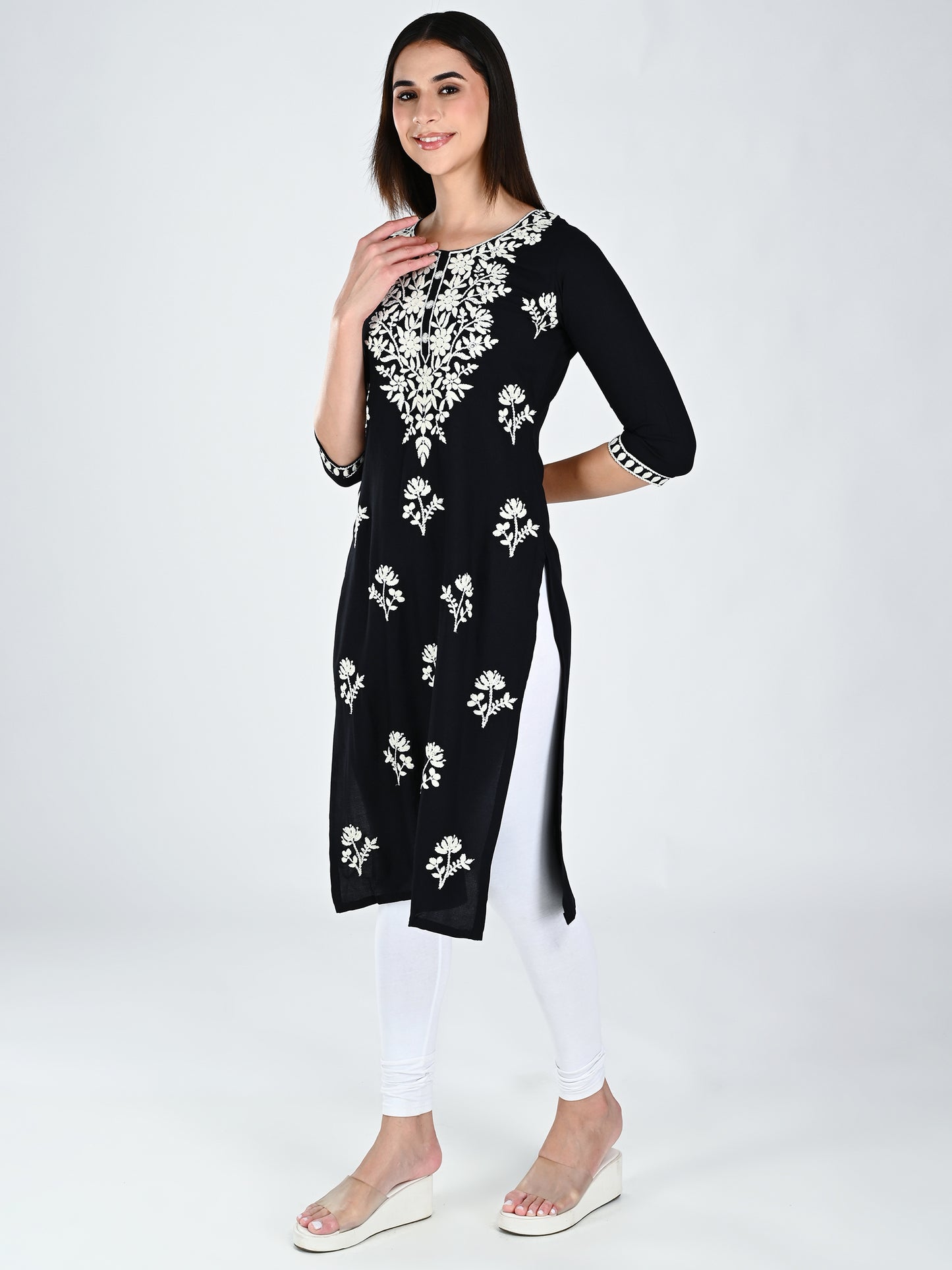 AlbionWomen Black Straight Kurta for Daily Wear