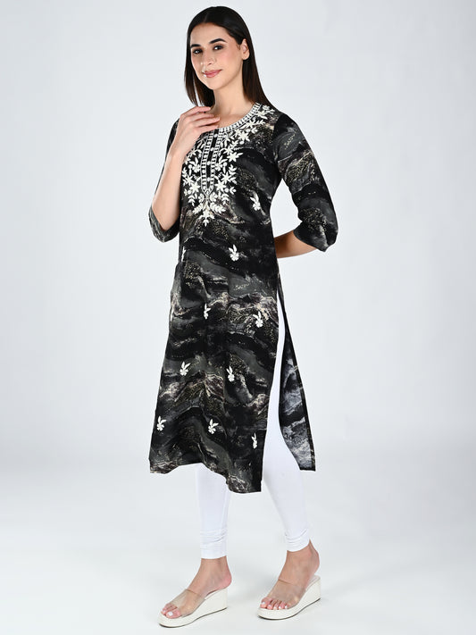 AlbionWomen Black Straight Kurta Comfortable for All-Day Wear