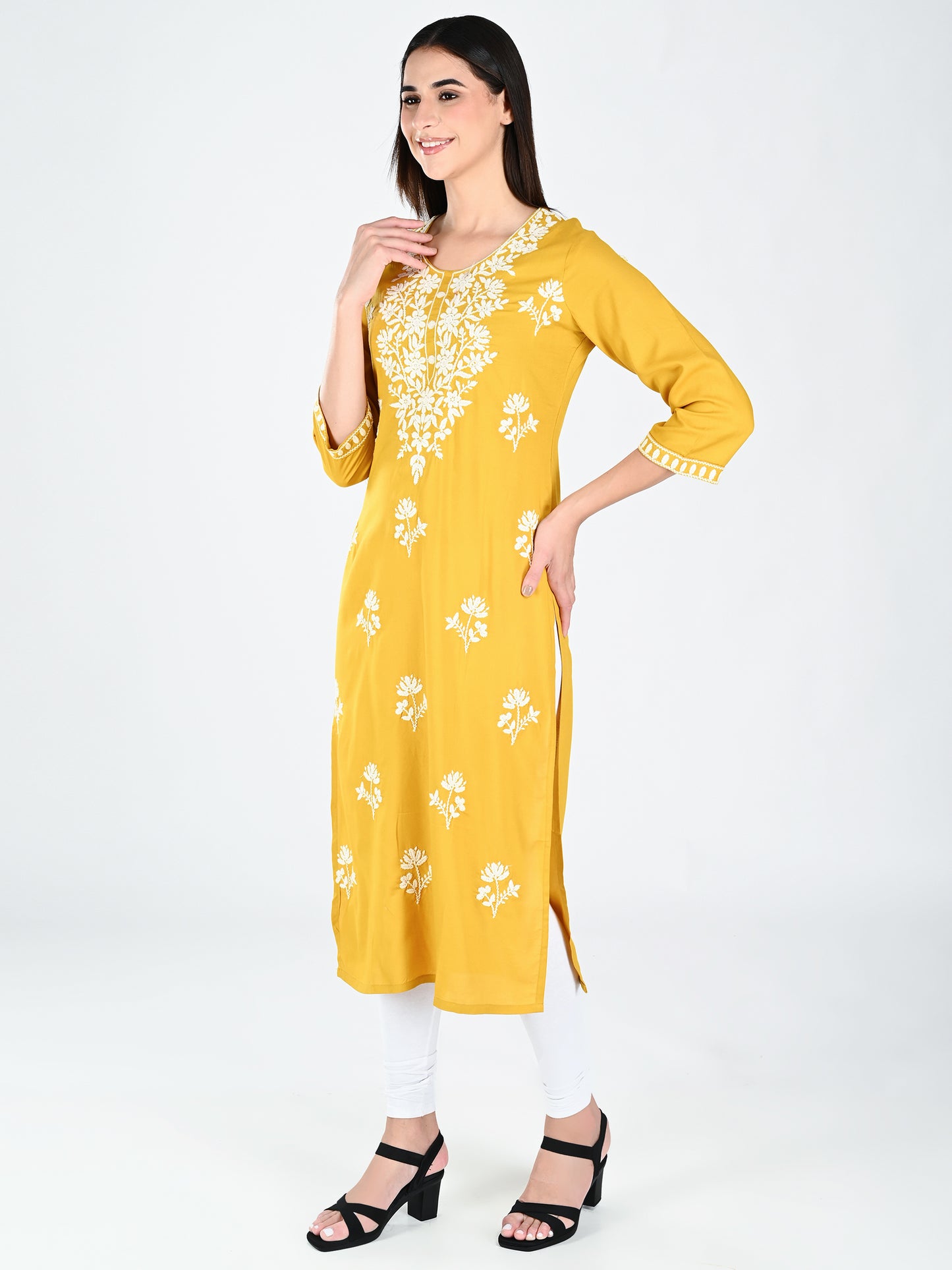 AlbionWomen Mustard Straight Kurta Comfortable for All-Day Wear