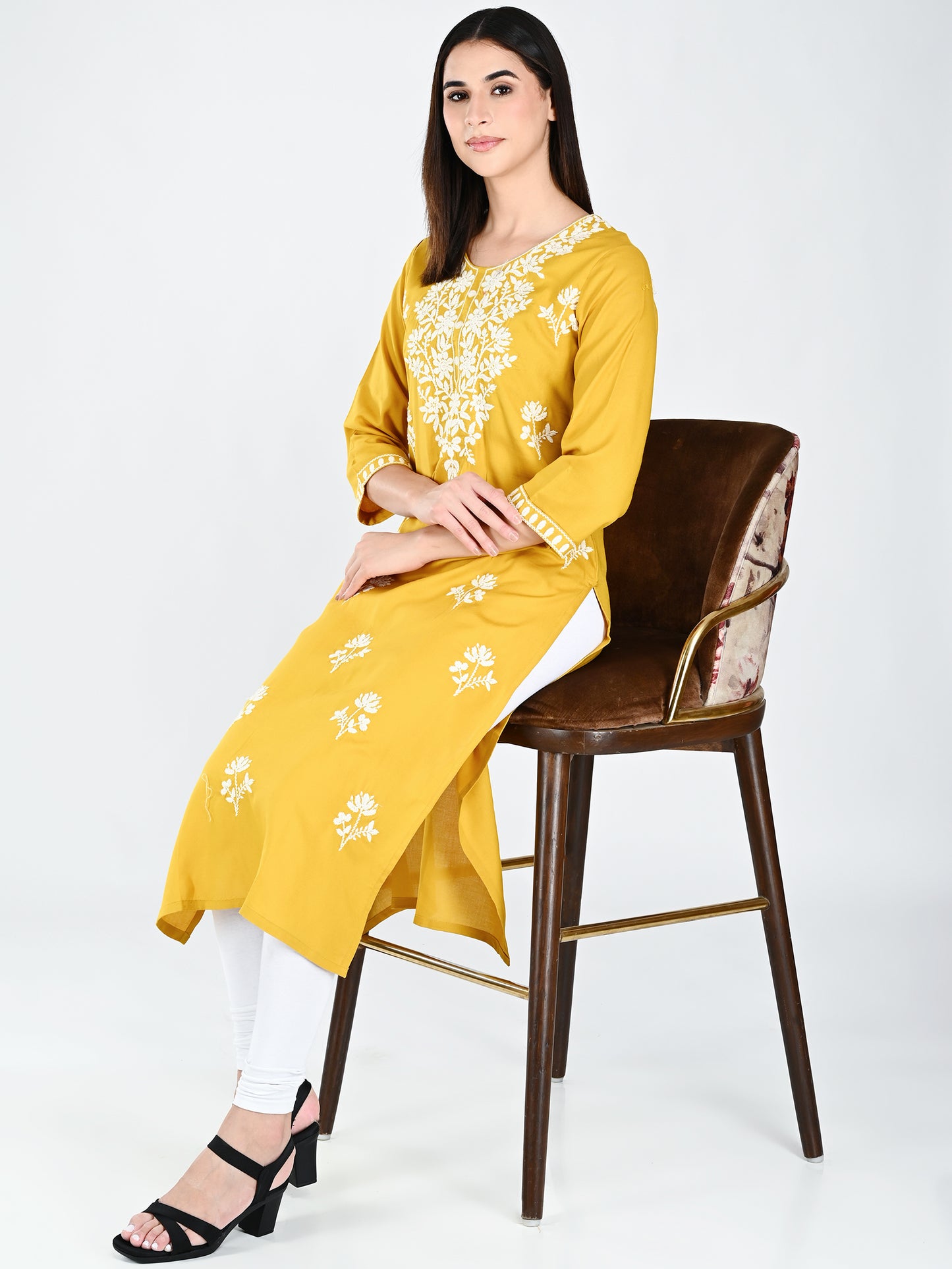 AlbionWomen Mustard Straight Kurta Comfortable for All-Day Wear
