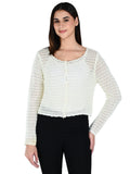 Albion Women Cream Soft Knit Casual Top,For Everyday Comfort