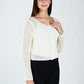 Albion Women Cream Soft Knit Casual Top,For Everyday Comfort