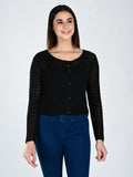 Albion Women Black Soft Knit Casual Top,For Everyday Comfort