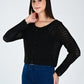Albion Women Black Soft Knit Casual Top,For Everyday Comfort