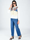 Albion Contrast Panel Embroidered Lace Hem Top for Women