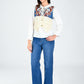 Albion Contrast Panel Embroidered Lace Hem Top for Women