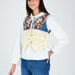 Albion Contrast Panel Embroidered Lace Hem Top for Women