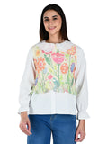 Albion Women Multicolor Floral Lace Yoke Top